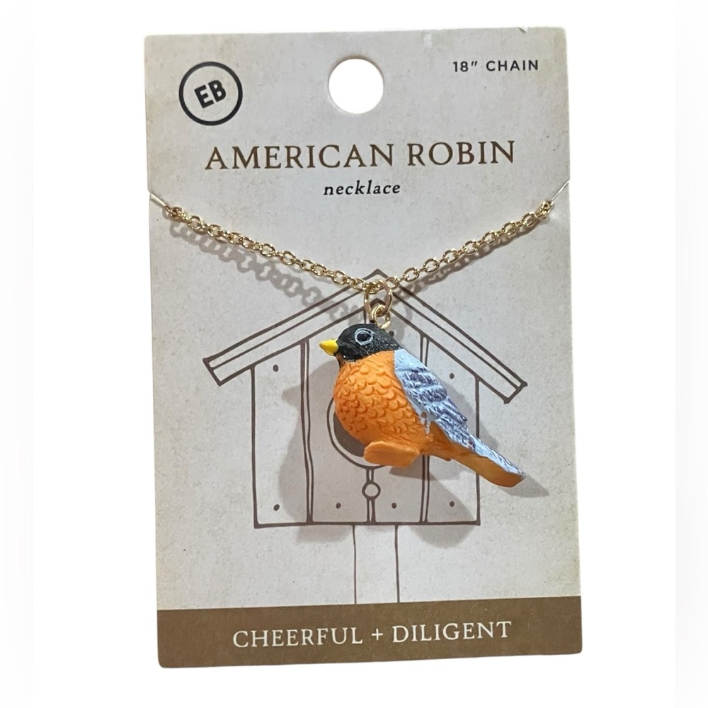 3D Bird Robin Necklace 18” Chain Gift For Her